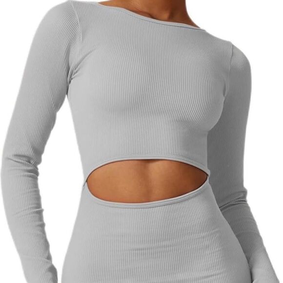 Cut Out Waist Bodycon Dress Long Sleeve Mini Hourglass Shape Wear Dress - Picture 2 of 9